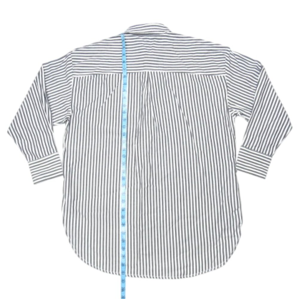 Anthropologie Maeve The Bennet Buttondown Shirt Anthracite Stripe 100% Cotton M - Picture 6 of 11
